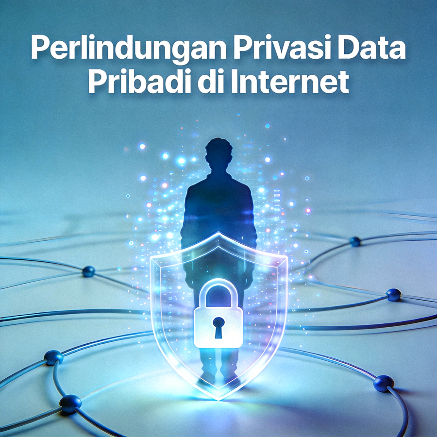 Gambar simbolis tentang perlindungan privasi data pribadi di internet