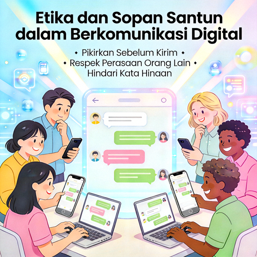 Ilustrasi tentang etika dan sopan santun dalam berkomunikasi melalui platform digital