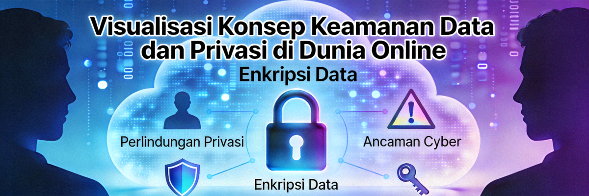 Visualisasi konsep keamanan data dan privasi di dunia online